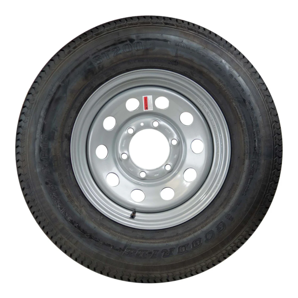 15" 10 ply Radial Trailer Tire & Wheel - ST 225/75R15 6 Lug (Silver Mod)