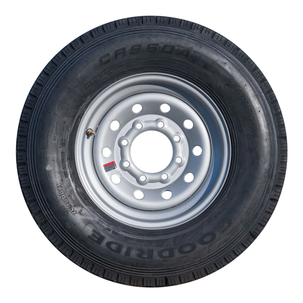 16" 14 ply Radial Trailer Tire & Wheel - ST 235/80 R16 8 Lug (Silver Mod)