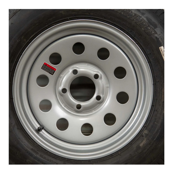 15" 6 ply Bias Trailer Tire & Wheel - ST 205/75D15 5x4.5 Lug (Silver Mod) - Image 4