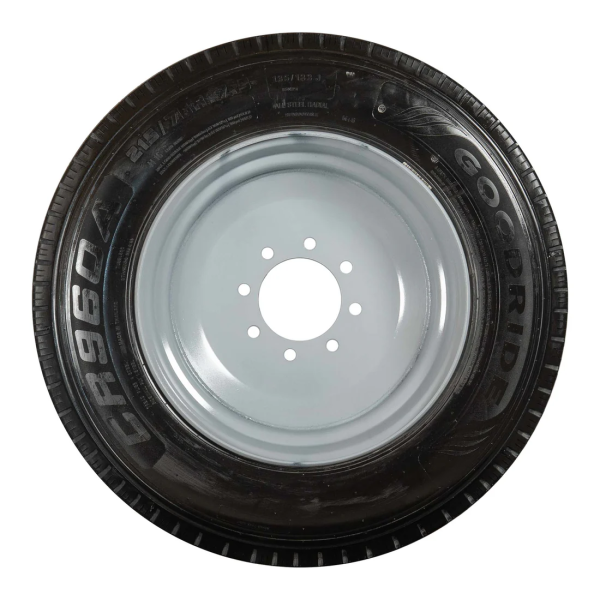 17.5" 16 ply Radial Trailer Tire & Wheel - ST 215/75R17.5 8 Lug (Super Single Silver Solid)