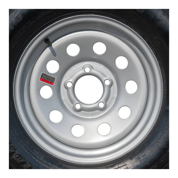 15" 10 ply Radial Trailer Tire & Wheel - ST 225/75R15 5 Lug (Silver Mod) - Image 3