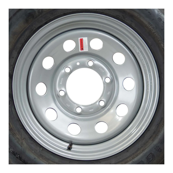 15" 10 ply Radial Trailer Tire & Wheel - ST 225/75R15 6 Lug (Silver Mod) - Image 4