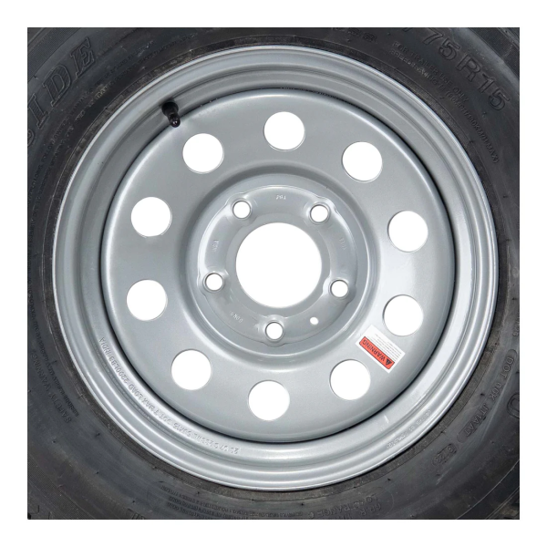 15" 6 ply Radial Trailer Tire & Wheel - ST 205/75R15 5 Lug (Silver Mod) - Image 4